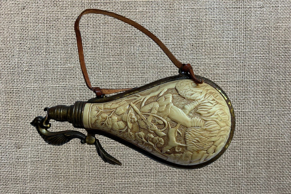 Engraved Ivory Powder Flask