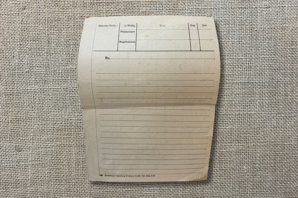 WWII German Record Notebook Form