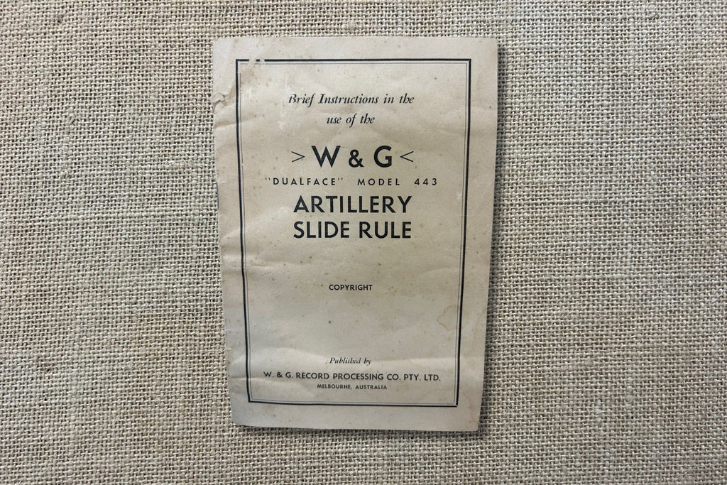 W&G Artillery Slide Rule Instruction Booklet