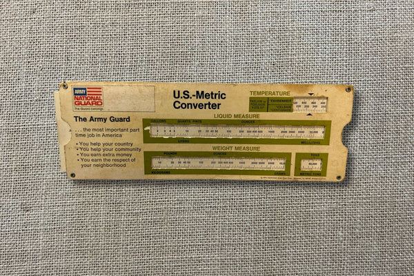 U.S. Army National Guard Metric Converter Slide Rule