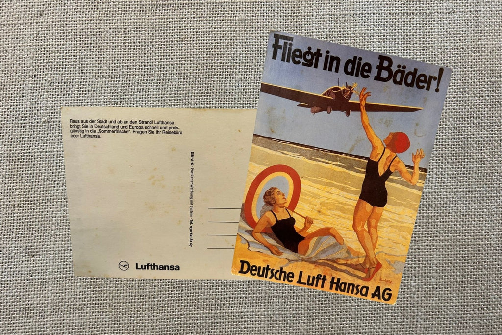 Vintage Fly to the Spas Postcard