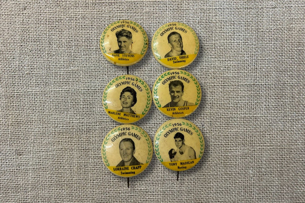 6 x 1950 Melbourne Olympic Games Badges