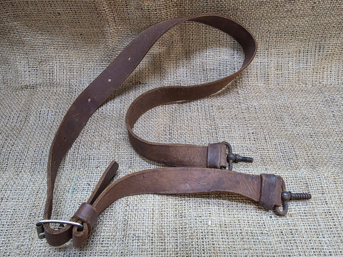 Military Leather Rifle Sling with Stud Screws