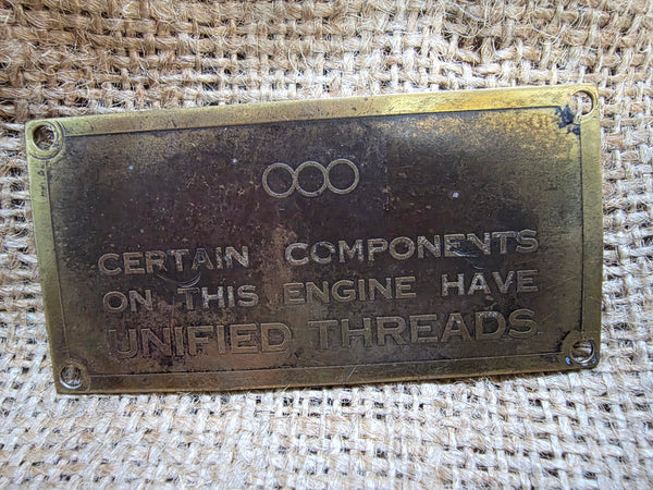 Plate from Bristol Viper Engine