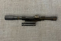 Pattern 1918 Rifle Scope, Australian (SMLE HT Sniper), side view with the mounting bracket
