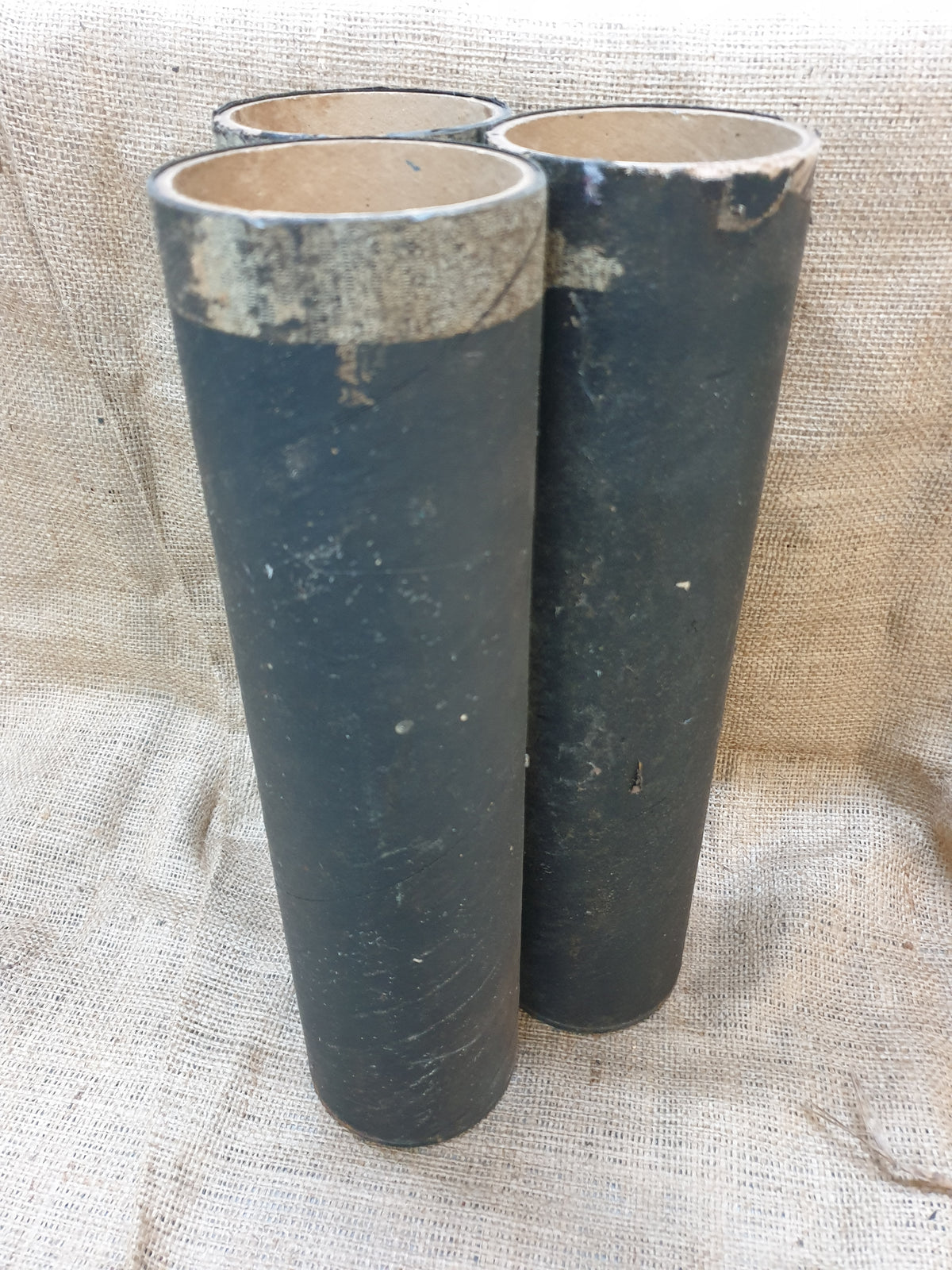105mm Howitzer Shell Transport Tubes, Set of 3 (No Lids), three tubes standing upright
