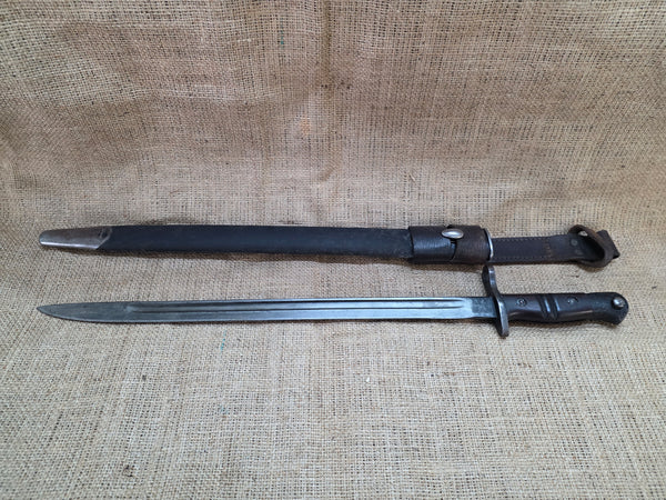 WW1 Enfield Rifle 1913 Remington Bayonet with Scabbard and Leather Frog