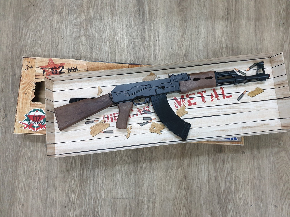 AK-47-Style 8-Shot Cap Gun Rifle, in its box