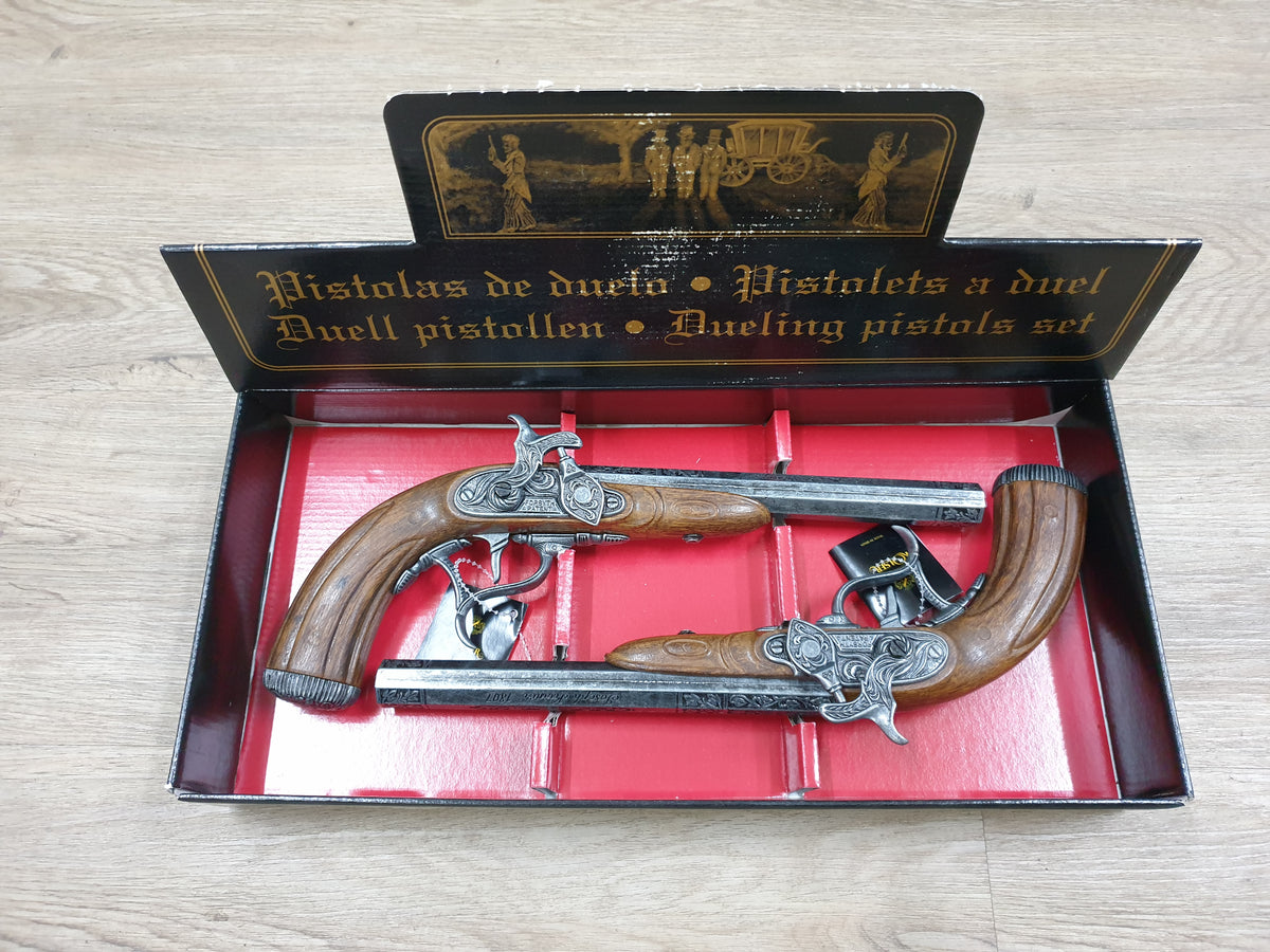 Forsyth Patent Percussion Duelling Pistols Replica, Boxed Pair, in their presentation box