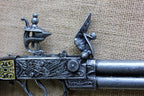 London Double-Barrel Flintlock Boxlock Pistol Replica, box-lock detail