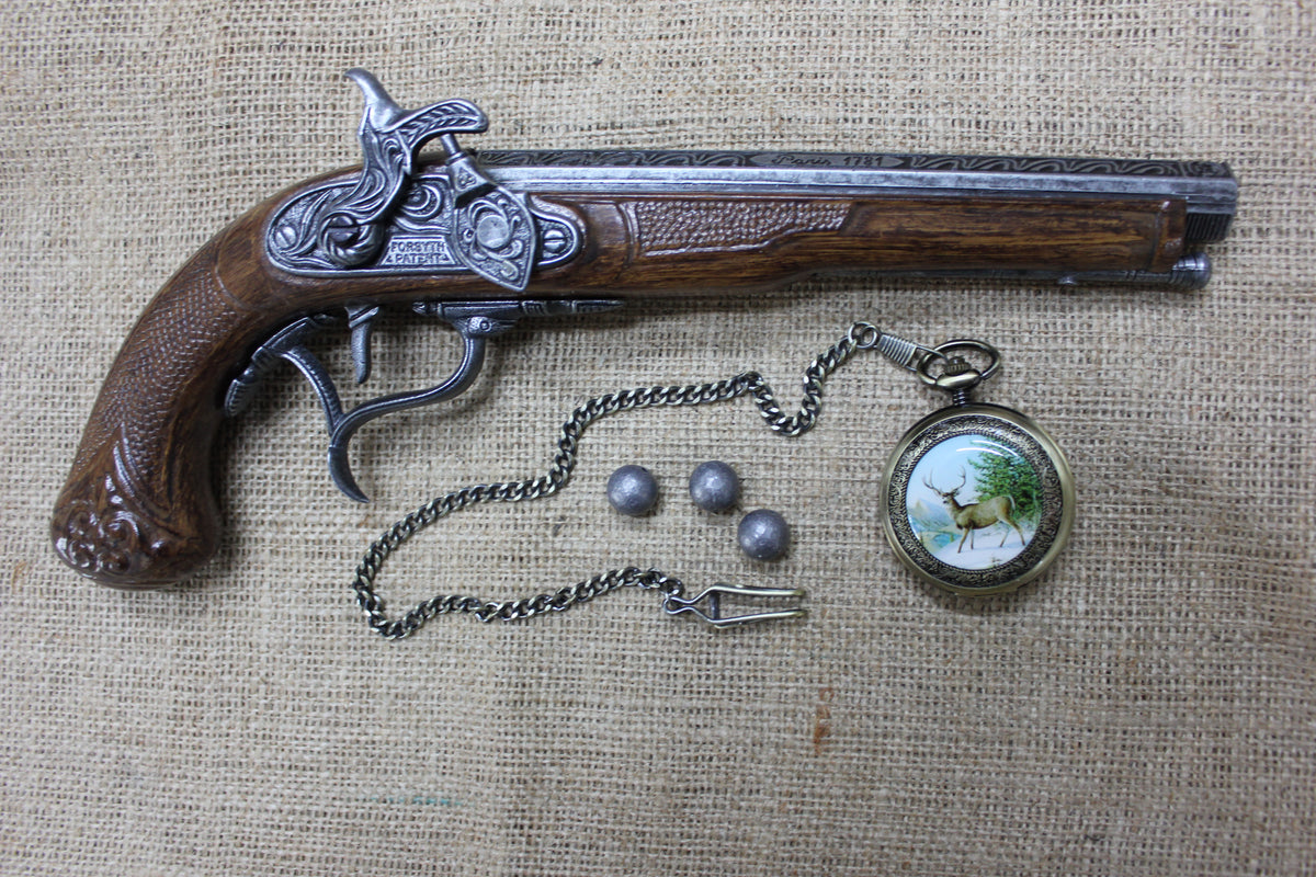 Paris Percussion Pistol Replica, left side
