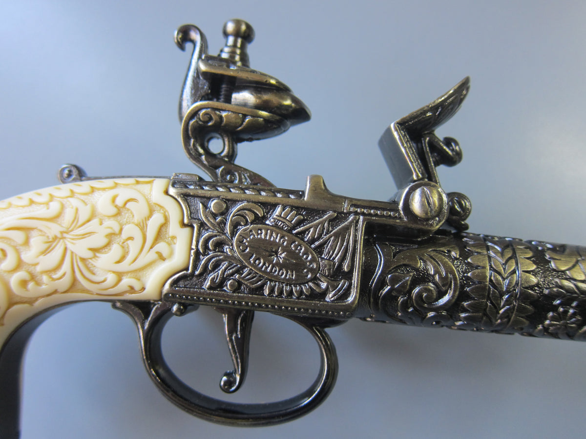 Charing Cross Flintlock Pocket Pistol Replica, London 1795, frame marked Charing Cross London