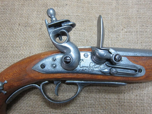 French Pirate Flintlock Pistol Replica, 18th Century, lock detail