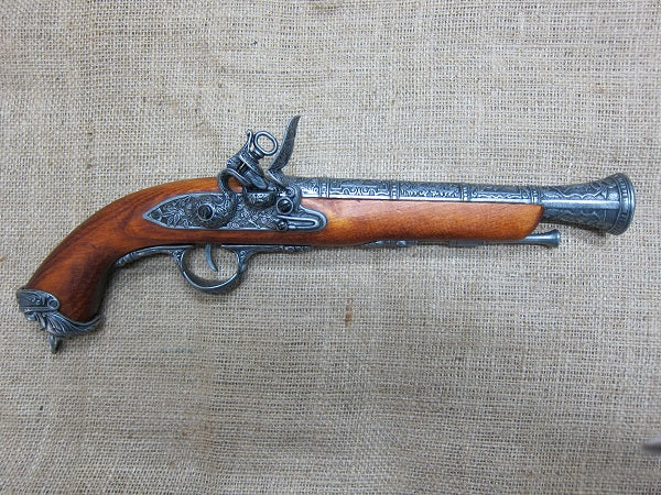 Italian Pirate Flintlock Pistol Replica, 18th Century (Grey), side view