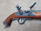 Italian Pirate Flintlock Pistol Replica, 18th Century (Grey), lock and mask butt cap