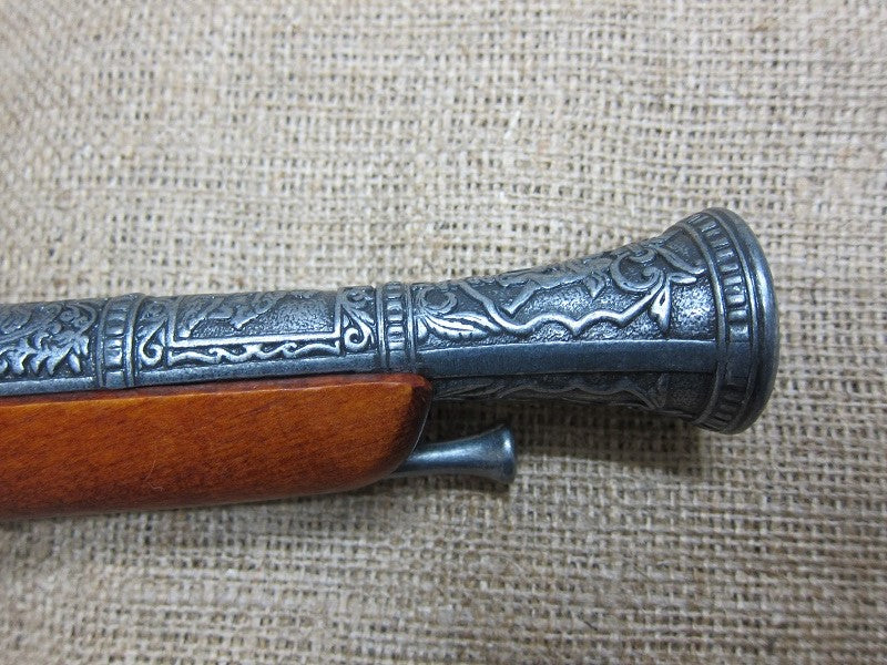 Italian Pirate Flintlock Pistol Replica, 18th Century (Grey), flared muzzle