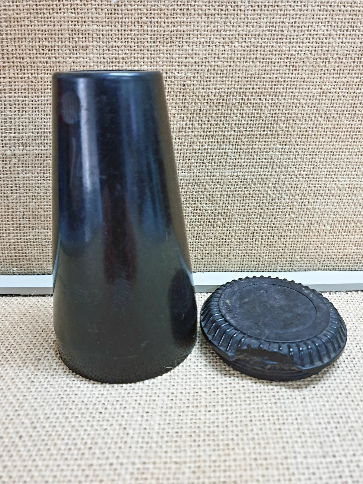 Artillery Fuse Container (Bakelite), with its lid beside it