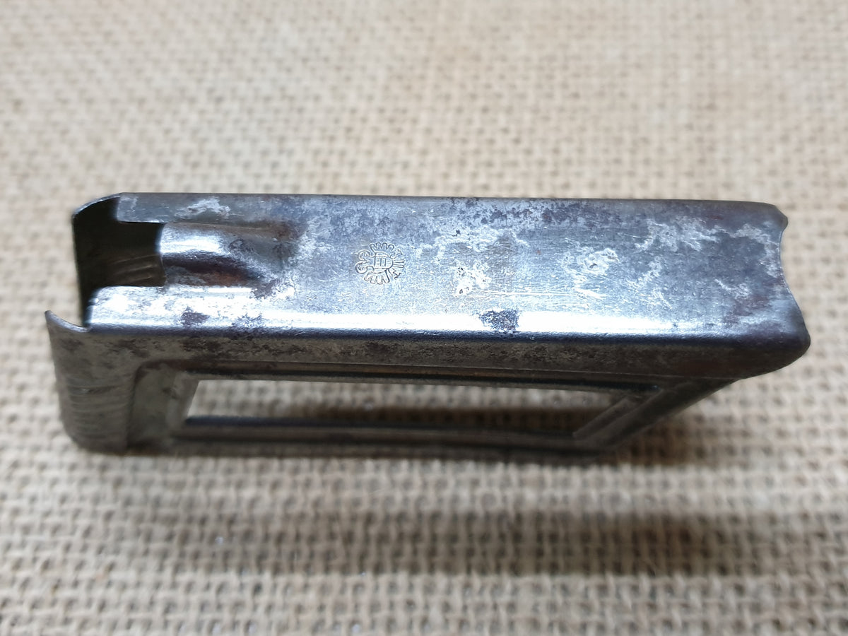 Steel Rifle Ammunition Clip (Shield Mark), side with the shield mark