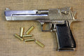 Desert Eagle .357 Replica Pistol (Chrome), left side with dummy rounds