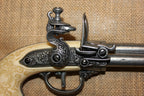 Italian Three-Barrel Flintlock Pistol Replica, 1680, lock, close up