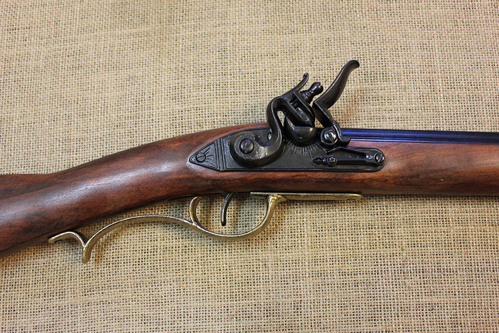 Kentucky Flintlock Rifle Replica, lock and brass trigger guard