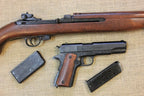 M1 Carbine Replica, USA 1941, with a Colt 1911 replica and magazines