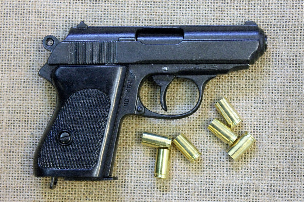 Walther PPK Replica Pistol, right side with dummy rounds