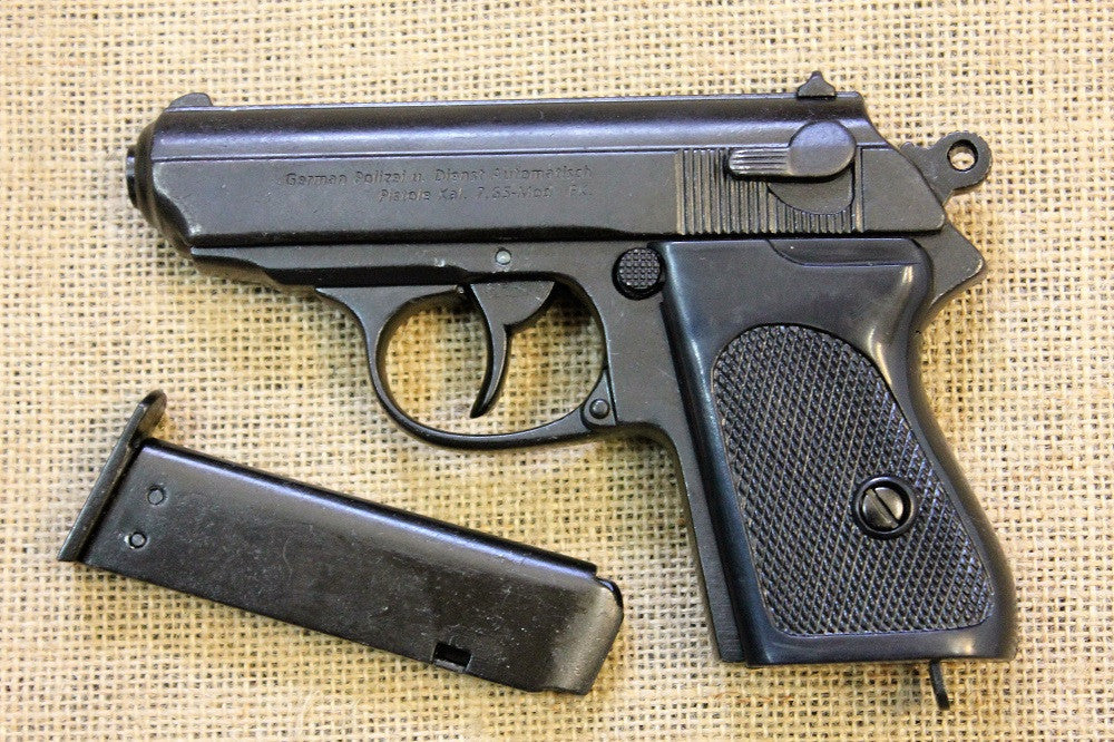 Walther PPK Replica Pistol, right side with the magazine out