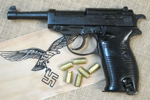 Walther P38 Replica Pistol, left side, close up
